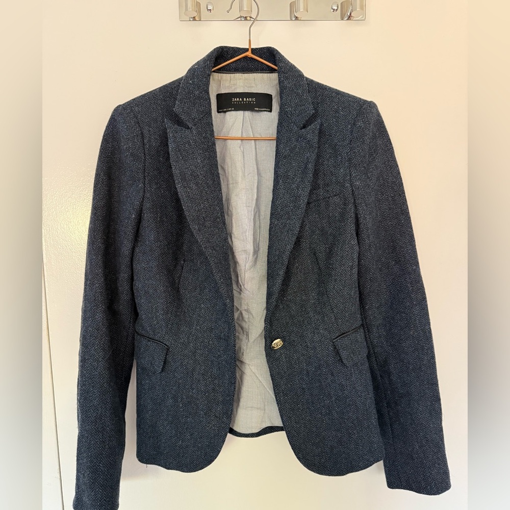 Zara Women's Wool Blazer Navy Small